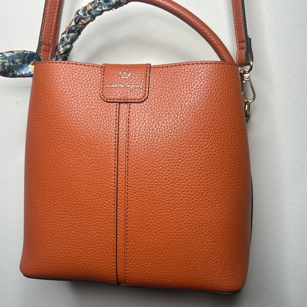 Nanette Lepore Orange Leather Shoulder Bag - Picture 2 of 11